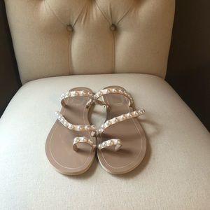 Genuine leather slip on sandals